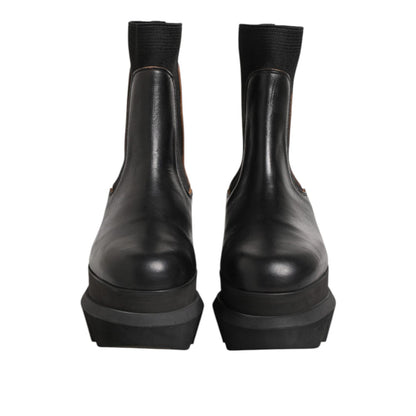 Sacai Black Chelsea Leather Pull On Women Ankle Boots Shoes