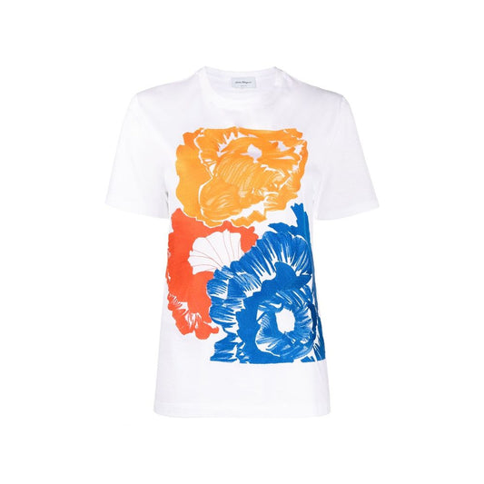 Salvatore Ferragamo White Cotton T-Shirt Salvatore Ferragamo