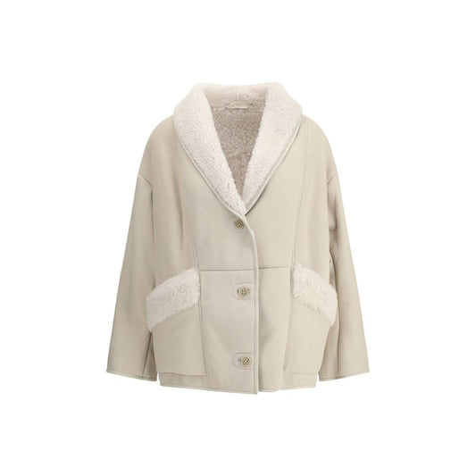 Salvatore Santoro Cream Leather Coat Salvatore Santoro