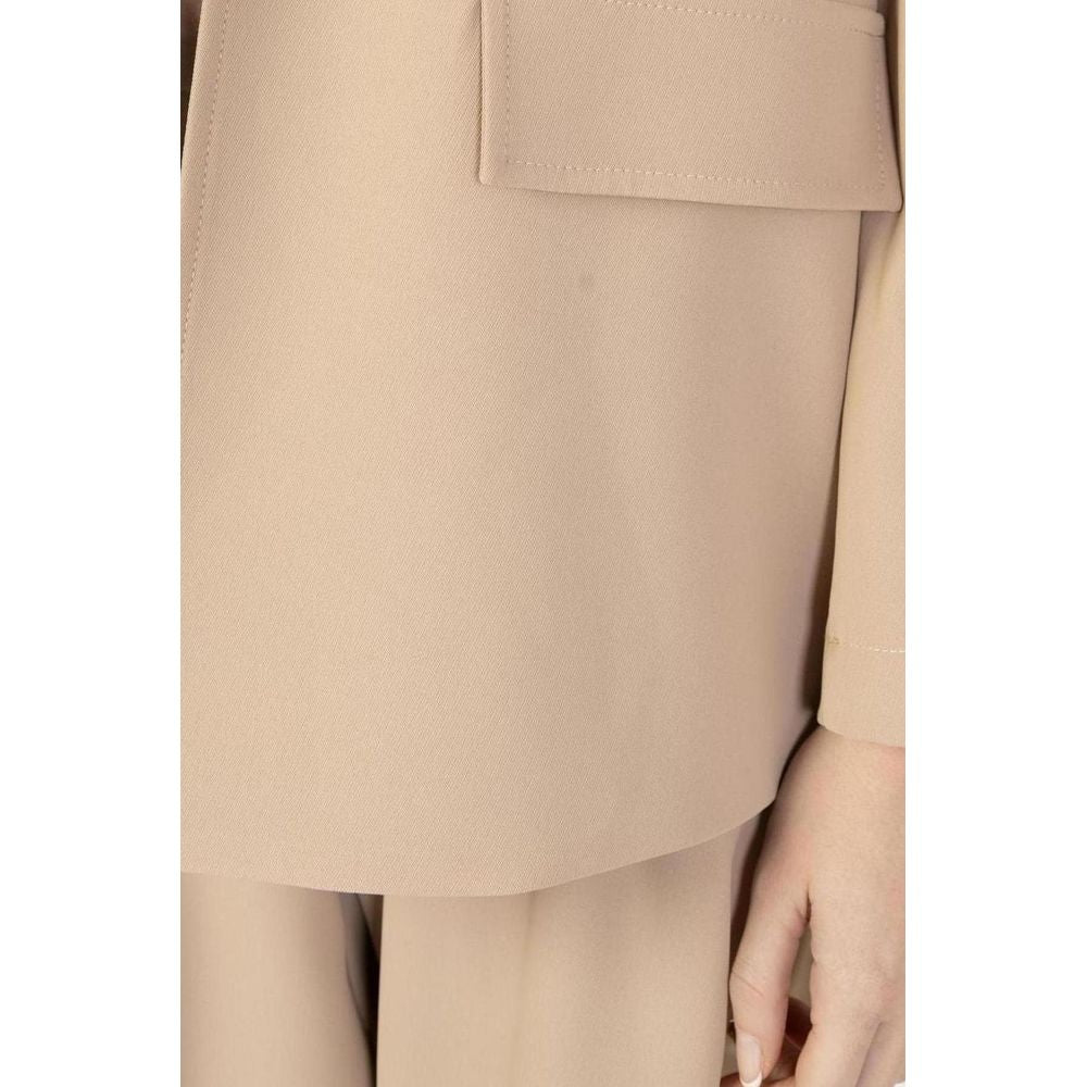 Sandro Ferrone Beige Polyester Blazer Sandro Ferrone