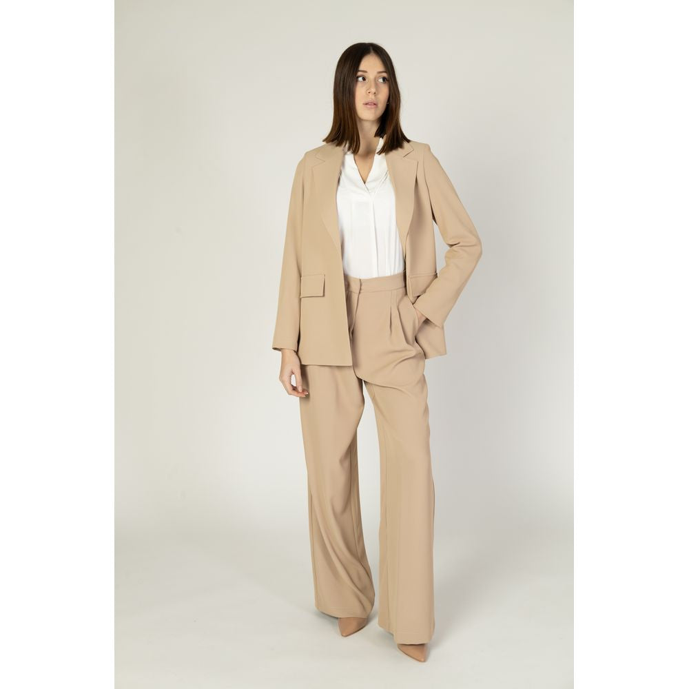 Sandro Ferrone Beige Polyester Blazer Sandro Ferrone