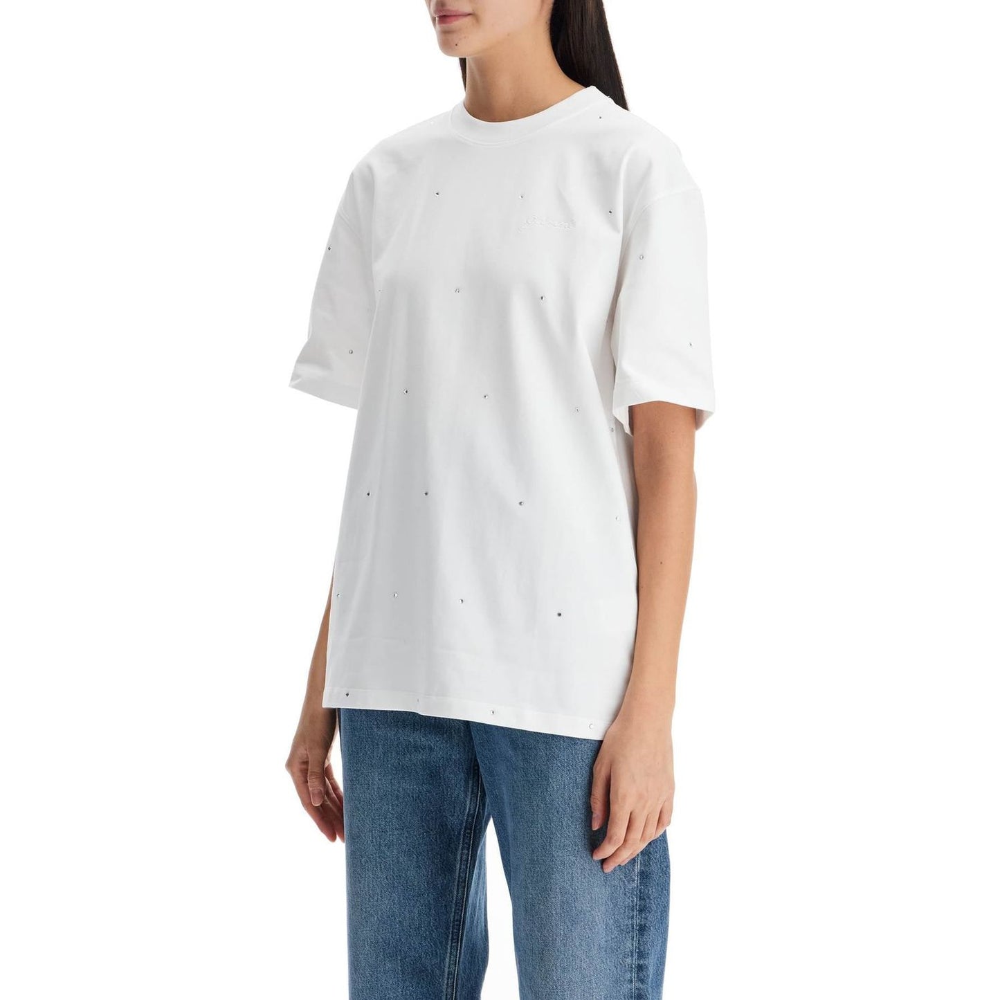 Ganni t-shirt with  rhinestone Topwear Ganni