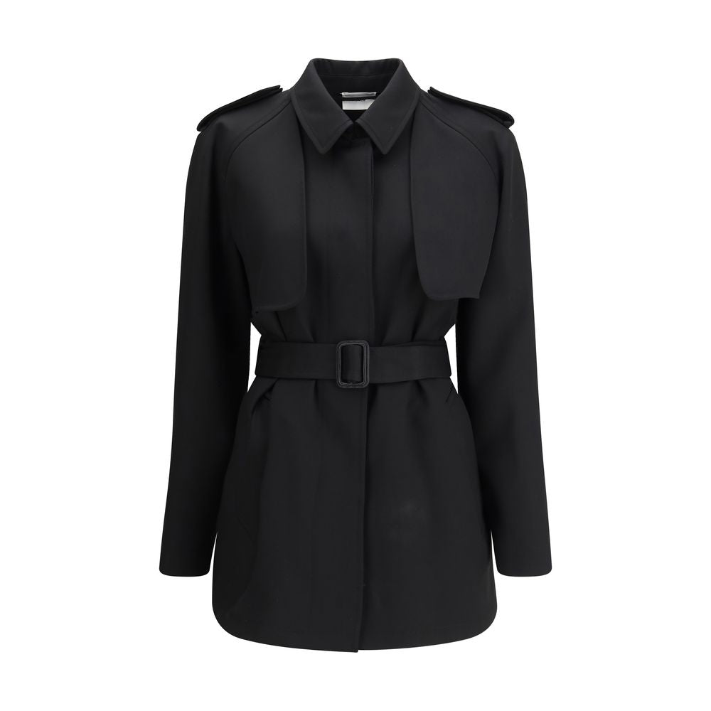 The Row Black Fleece Wool Trench Coat The Row