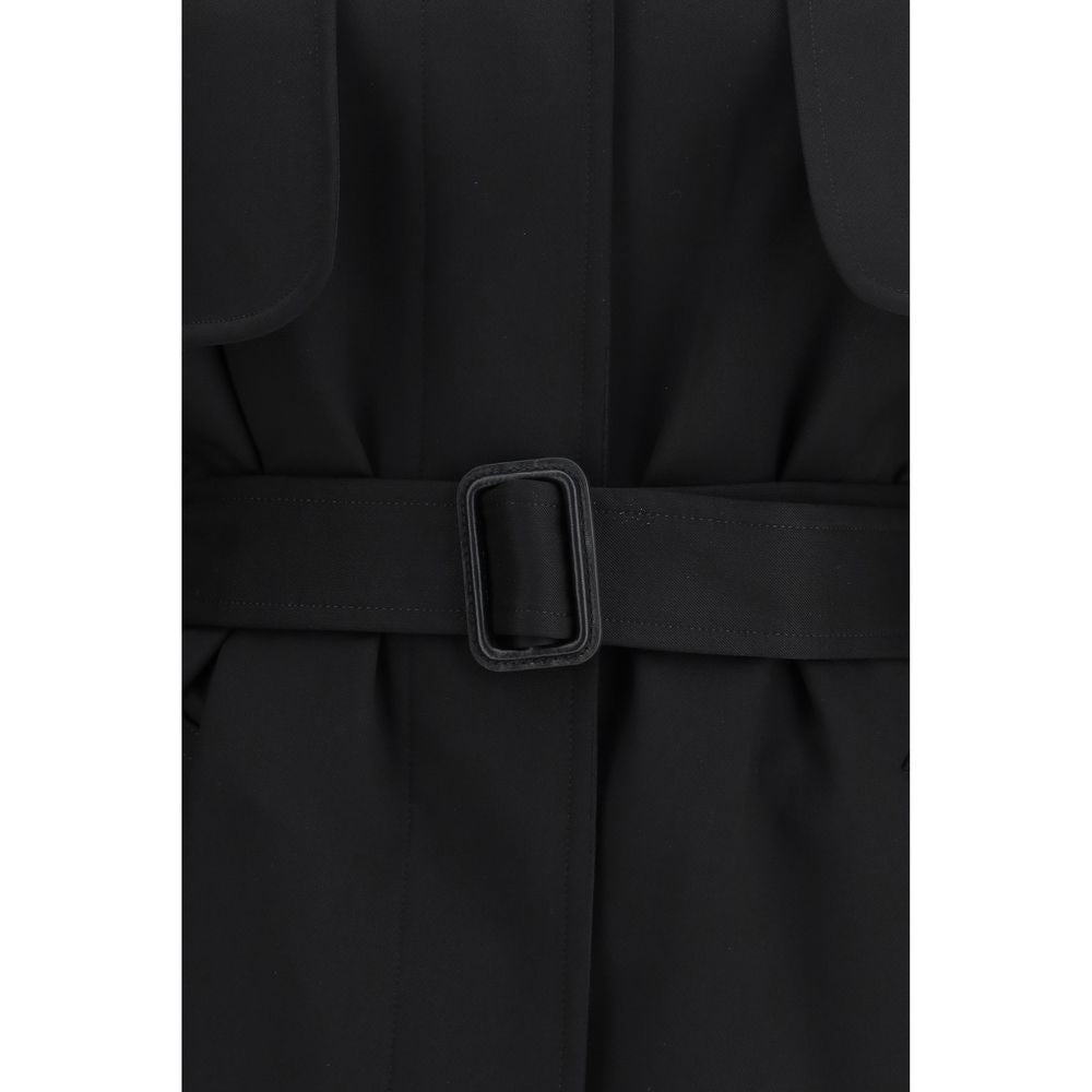 The Row Black Fleece Wool Trench Coat The Row