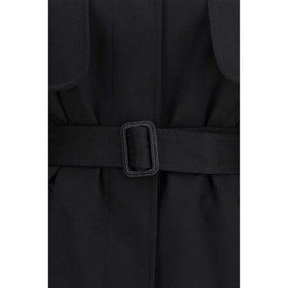 The Row Black Fleece Wool Trench Coat The Row