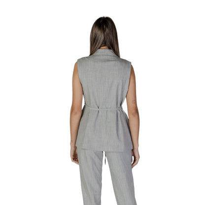 Vila Clothes Gray Recycled Polyester Waistcoat Vila Clothes