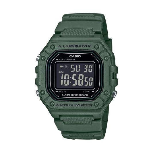 CASIO TIMELESS COLLECTION Mod. SPORT ILLUMINATOR WR 50M. ALARM. CHRONOGRAPH - ARMY GREEN-0