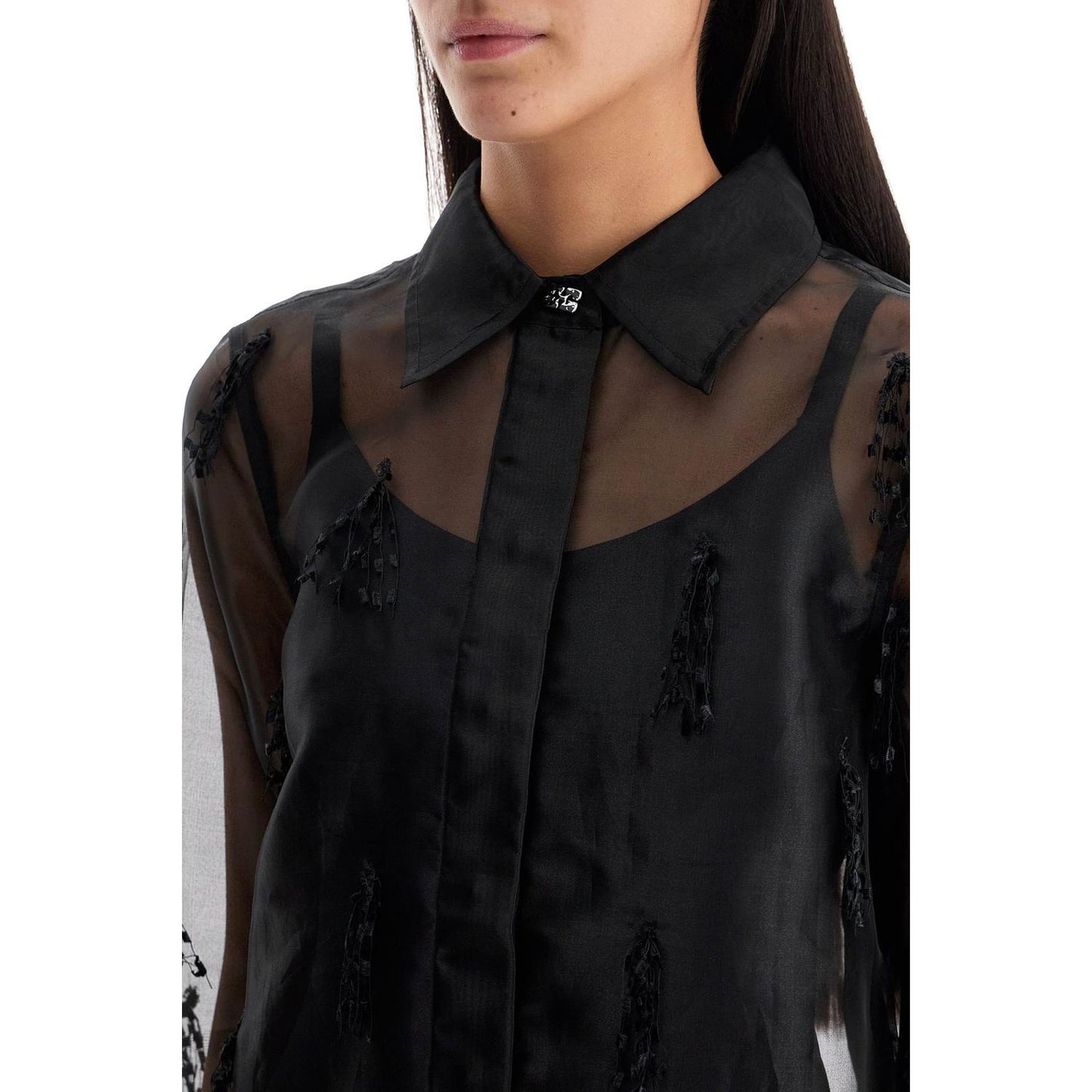 Ganni fringed organza shirt Topwear Ganni