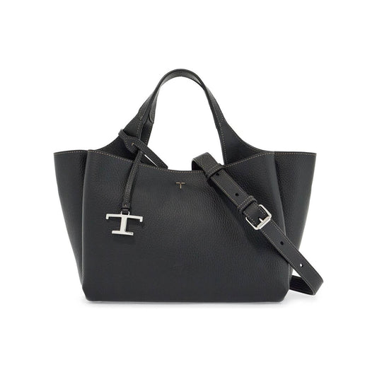 Tod'S mini black calfskin handbag with 2 handles and shoulder strap