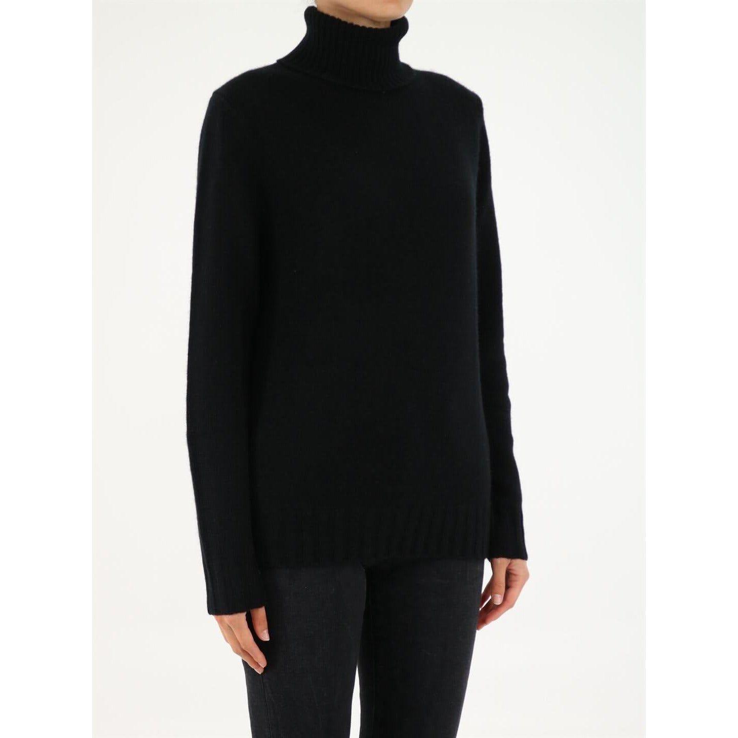 Allude Black Roll-Neck Cashmere Sweater WOMAN KNITWEAR ALLUDE